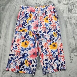 Your Style Pants Womens 2XL Multicolor Floral Capri Pull On Lightweight Wide Leg